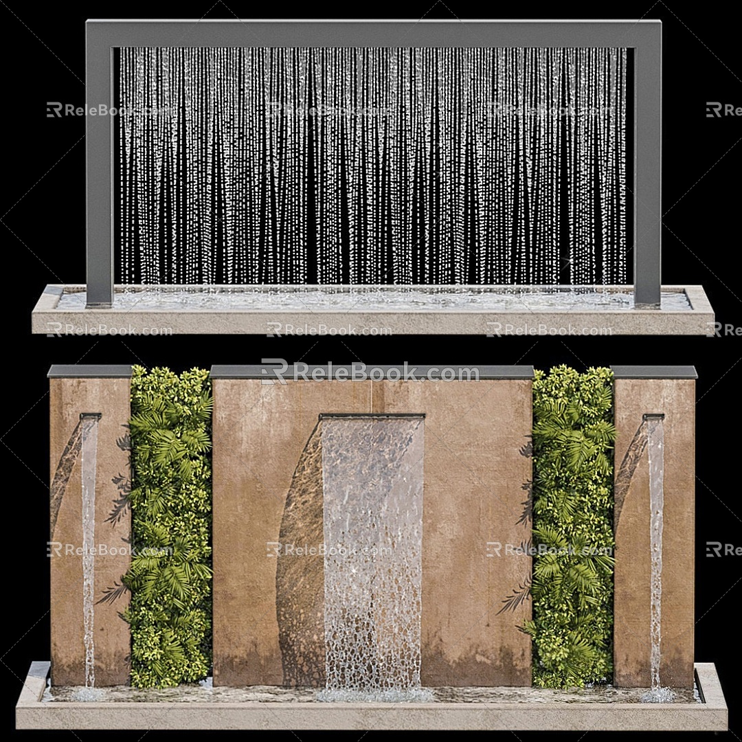 Modern Fountain Water Landscape Fountain Pool Courtyard Waterscape Falling Water Curtain model