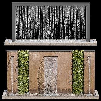 Modern Fountain Water Landscape Fountain Pool Courtyard Waterscape Falling Water Curtain 3d model