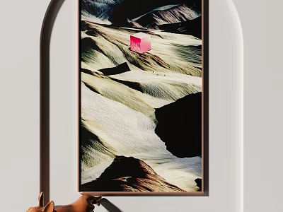 Abstract Painting With Geometric Shapes Flowing Lines And Pink Black Beige Tones 3d model
