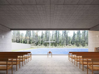 Modern Church Water Church 3d model