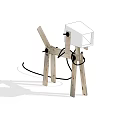 Wooden Table Lamp Featuring Abstract Animal Structure with Square Shade and Power Cord