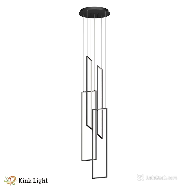 Modern Chandelier Design Featuring Multiple Rectangular Hanging Elements And Sleek Lines 3d model 