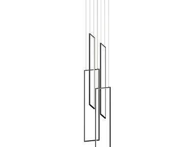 Modern Chandelier Design Featuring Multiple Rectangular Hanging Elements And Sleek Lines 3d model