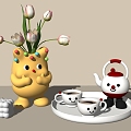 Cartoon Vase Cartoon Tea Set 3d model