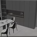 Modern Dining Table Set With Oval Marble Top Six Beige Brown Chairs And Green Plant