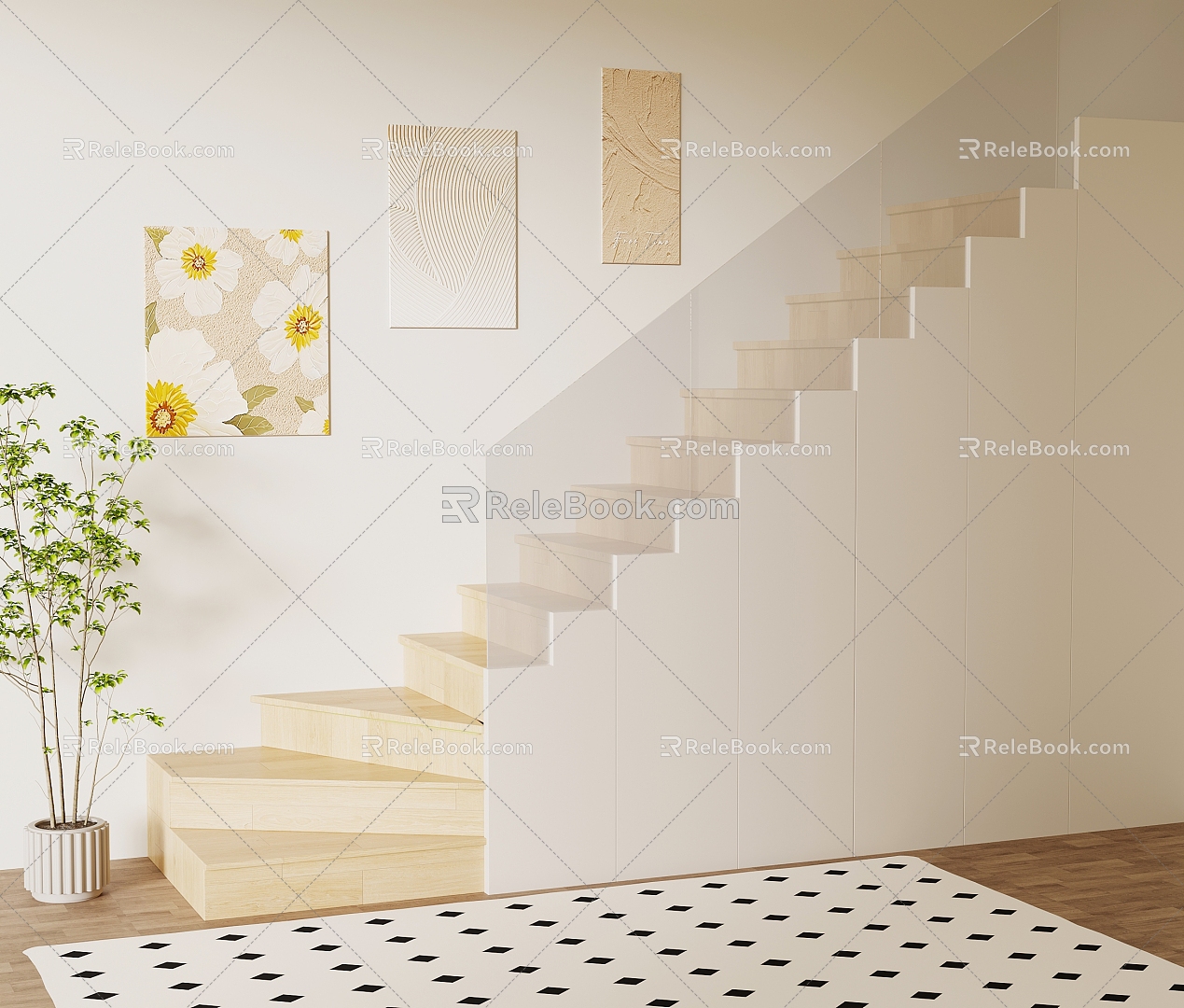 Cream wind stairs 3d model