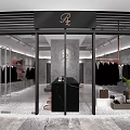 Modern Clothing Store Interior With Black Clothes Mannequin Clothing Racks And Green Plant