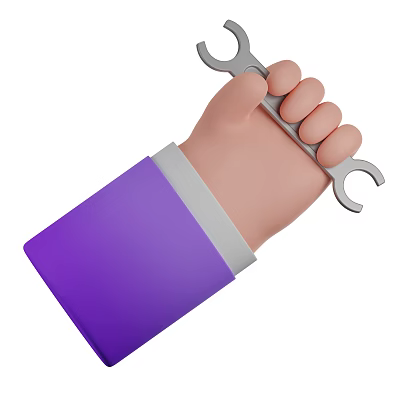 Game And Movie Character Holding Wrench With Purple Sleeve And Gray Cuff In Cartoon Style 3d model