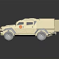 Beige Armored Military Vehicle With Heavy Armor Off Road Tires And Door Emblem