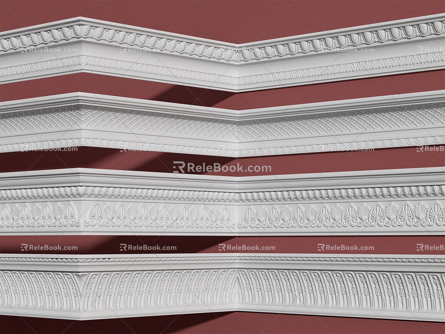 French Cream Style Simple European Corner Plaster Line 3d model