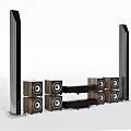 Modern Home Theater Speaker System With Floorstanding And Wooden Bookshelf Speakers