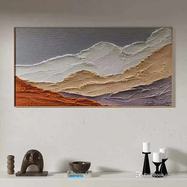 Abstract Painting With Textured Multicolor Layers And Wave Patterns For Modern Home Decor 3d model 