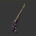Purple And Gold Decorative Bow Weapon Featuring Shiny Ornate Curved Details