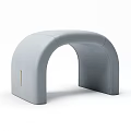 Modern Gray Curved Sofa Bench With Elegant Minimalist Design And Smooth Surface 3d model