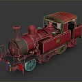 Detailed Red Vintage Steam Train Model With Classic Chimney And Wheels