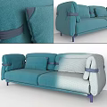Teal Sofa With Soft Cushions And Modern Armrests For Living Room Decor