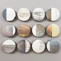 Modern round frame painting hanging picture 3d model