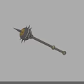 Medieval Metal Mace Weapon Featuring Spherical Head Sharp Spikes And Long Handle