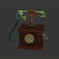 Vintage Classic Telephone With Wooden Base Rotary Dial And Metal Handset
