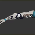 Mechanical Arm With White And Teal Components And Articulated Joint Design 3d model