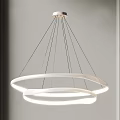 Modern White Dual Circular Pendant Light with Illuminated Rings and Suspension Design