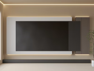 Modern TV Background Wall With Integrated Lighting And Minimalist Design 3d model
