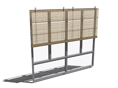 Wooden Window Blinds With Modern Metal Frame For Interior Home Decor 3d model