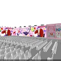 Vibrant Stage Setup With Colorful Backdrop And White Seats 3d model