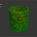 Unique Elegant Glossy Green Cylindrical Decorative Container With Brick Pattern Surface Design