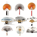 Chinese fan fan folding fan wall decoration pendant 3d model