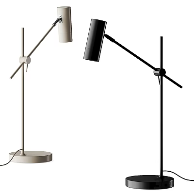Modern Minimalist Table Lamp With Black And White Design And Adjustable Arm And Stable Base 3d model