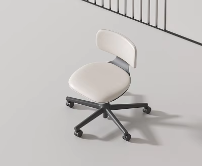 Modern Leisure Chair with White Seat Back and Black Five Star Base in Minimalist Design 3d model