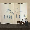 New Chinese Style Screen Partition 3d model