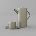 Modern Minimalist Cup With Saucer And Matching Kettle In Neutral Tone