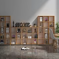 Modern Wooden Shelving Unit Interior With Decorative Items Books And HOME Letter Decor