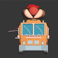 Orange Food Truck With Large Hot Dog on Top and Yellow Red Stripes