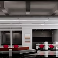 Modern Service Hall Interior With Service Desks And Waiting Areas