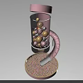 Pink Plastic Toy Container With Colorful Balls Curved Tube And Pellet Tray
