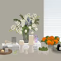 Elegant Decorative Ornament Set With Flower Vase Candles Fruits Tray And Perfume Bottles