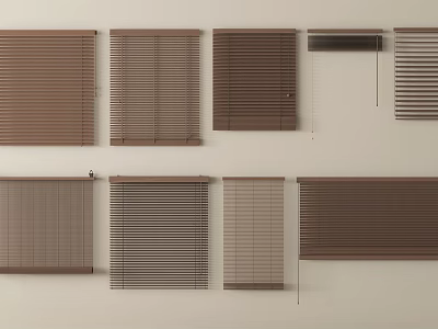 Various Styles Of Brown Window Blinds For Home Decor And Window Treatment 3d model