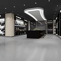 Modern Clothing Store Interior With Stylish Display Racks And Cashier Counter