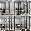 Modern Room Divider Designs with Geometric Patterns and Metal Frames for Home Interior 3d model