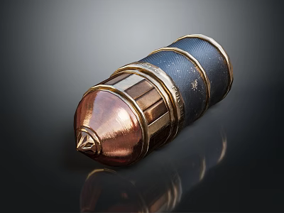 Military Ammunition Bullet With Copper Tip Blue Gold Casing Detailed Surface Texture And Metallic Finish 3d model