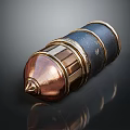 Military Ammunition Bullet With Copper Tip Blue Gold Casing Detailed Surface Texture And Metallic Finish