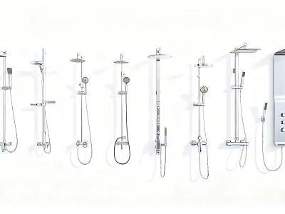 Different Styles of Modern Bathroom Accessories with Shower Heads Handheld Showers and Systems 3d model