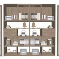 New Chinese Bookcase Antique Rack Decorative Shelf Bookshelf 3d model