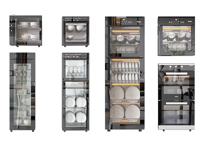 Stylish Kitchen Appliances With Glass Doors For Utensils Storage In Various Designs 3d model