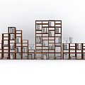 Modern Geometric Wooden Bookcase Design With Multiple Shelves And Decorative Items