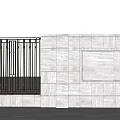 Modern Building Exterior Wall With Stone Panels Black Metal Railings And Decorative Elements