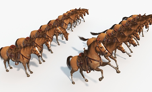 Horses War Horses White-headed Horses 3d model